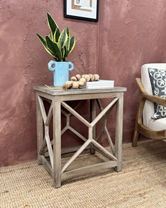 Mesa Auxiliar Moderna Hecha a Mano de Madera de Mango con Acabado Blanqueado para Dormitorio, Sala de Estar y Apartamento - Product Image 2