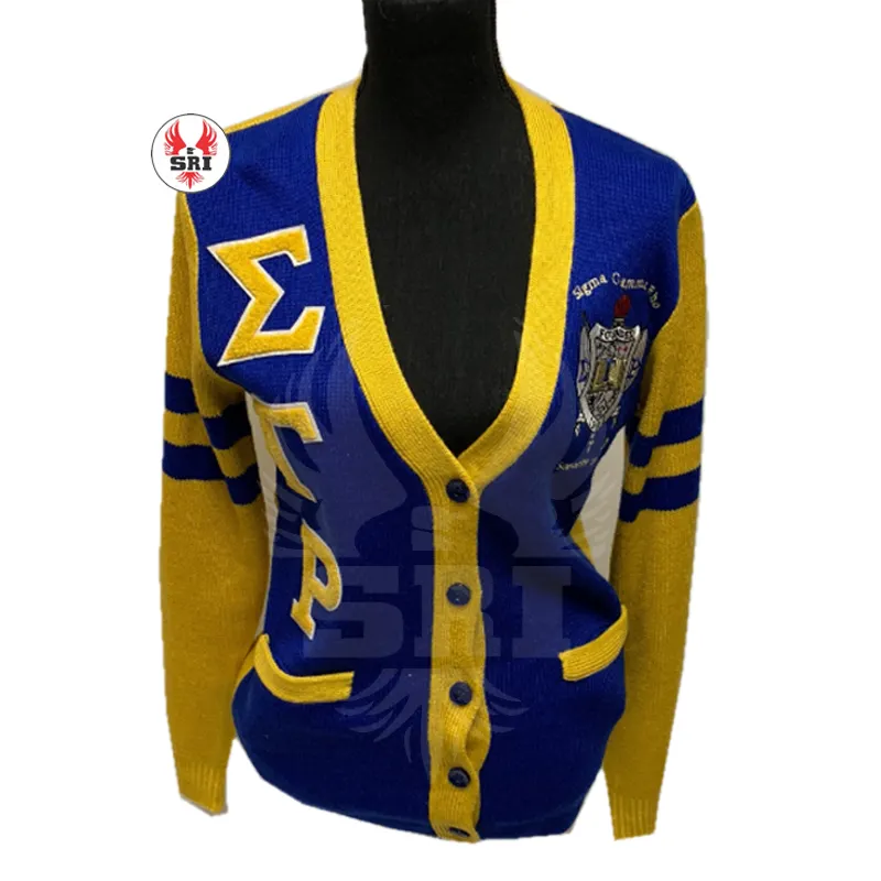 Sigma Gamma Rho Soror Embroidery Women Acrylic Cardigans | SGRho Sorority Embroidered Ladies Custom Style Cardigan Sweater