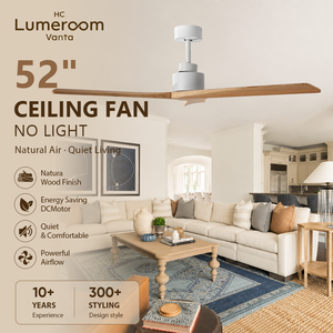USA In Stock Modern 52 Inch <b>Ceiling</b> <b>Fan</b> No Light Solid Wood Blades Quiet DC Motor <b>Remote</b> <b>Control</b> for Living Room - Product Image 1