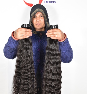 Cuticule alignée 100% naturel indien non traité brut faisceau machine double trame vague profonde femmes noires Extensions de cheveux humains - Product Image 2