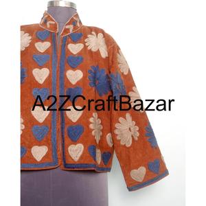 A2ZCraftBazar Handmade Short Embroidered Cotrise <b>Jacket</b> Ethnic Winter Coat Eco-Friendly Breathable Quick Dry Cotton Lining - Product Image 2