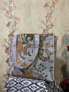 กระเป๋าผ้ากำมะหยี่ออกแบบได้สำหรับผู้หญิงกระเป๋าผ้าคอตตอนแบบมีที่จับสองอัน - Product Image 5