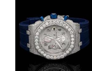 Reloj de Lujo para Hombre, Estilo Hip Hop, con Correa de Silicona Azul, Diamantes Moissanite VVS, Personalizado, Brillante, Elegante y Moderno - Product Image 1