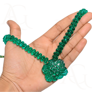 Lab Grown <b>Emerald</b> <b>Necklace</b> Beads Faceted Smooth Polished Green Nano Cut Gemstone Strand for Jewelry Making Customisable - Product Image 1