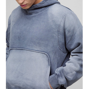 Sweat à capuche surdimensionné de haute qualité CustomTerry avec col cheminée, détails de couture, grande poche kangourou, style vintage pour homme - Product Image 4