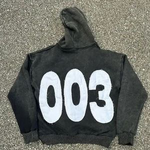 Sudadera con capucha y pantalones de chándal acampanados con cremallera hechos a medida al por mayor, conjunto de chándales lavados con ácido de talla grande, ropa de invierno bordada - Product Image 3