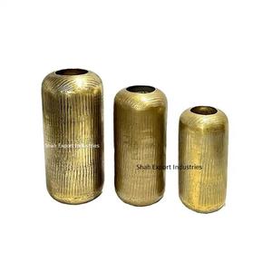Hammered Design Metal Flower <b>Vase</b> Antique Gold Finished <b>Cylinder</b> Shape for Home Event Parties Decor Flower <b>Vases</b> - Product Image 1