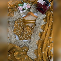 Broderie de haute qualité avec fils complexes et sequins, design indien pour sari en mousseline LD CREATION, séchage rapide, protection solaire