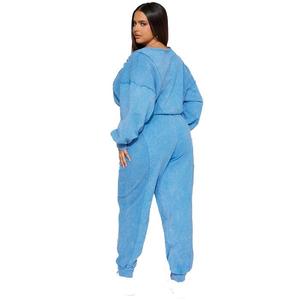 Pantalon de survêtement 2 pièces zippé avec logo personnalisé pour femmes ensemble de sweat à capuche léger recadrée Sport Street Joggers survêtements 100% coton - Product Image 2