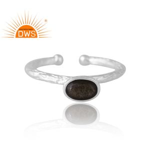 Diseño de tendencia Plata Oro natural Brillo Obsidiana Anillo de piedras preciosas Diseño personalizado Joyería para mujeres Regalo para ella - Product Image 3