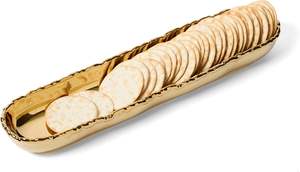 Plateau de Noël doré brillant en métal pour décoration de table de Noël parfait pour servir des repas de fête boissons cadeau de Noël idéal pour la famille - Product Image 3