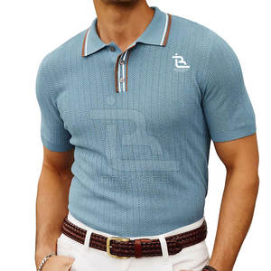 Qualité supérieure Hommes Polo T-Shirts Slim Fit Hommes Polo T-Shirts Respirant Hommes Texture Tricot Polo T-Shirts - Product Image 1