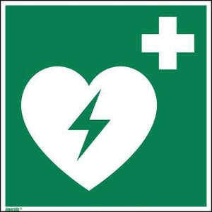 Señal de Advertencia de Desfibrilador para Niños, 20x20cm, Bandera de PVC Rígido, Adhesivo Promocional Neutral - Product Image 1