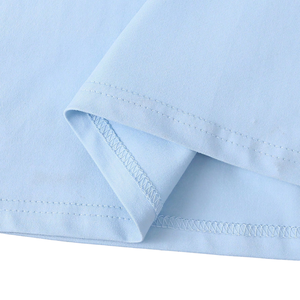 T-shirt pour homme bleu clair à col rond et manches courtes, en coton doux, décontracté, basique, pour l'été, confortable, uni, coupe classique, vente en gros - Product Image 6