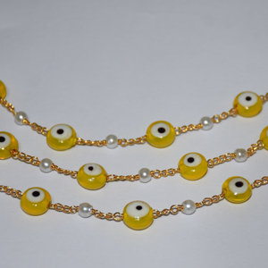 Magnifique chaîne de chapelet en perles jaunes, fil plaqué or, chaîne perlée faite à la main pour la fabrication de bijoux, bracelet, collier - Product Image 2