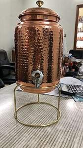 Jarra de Agua de Cobre con Estampado Rústico, Dispensador Ayurvédico Tradicional Hecho a Mano, Recipiente Decorativo para Almacenamiento en la Cocina al Precio Más Bajo - Product Image 5