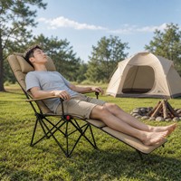 Chaise de camping inclinable avec repose-pieds rembourré en tissu Oxford, acier inoxydable, installation rapide, chaise pliante portable pour barbecue, festival, piscine