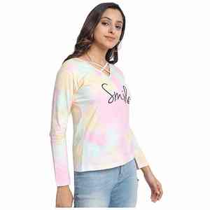 Camiseta de Algodón con Cuello Redondo Personalizada 2025 para Mujer, de Alta Calidad, Deportiva, Lisa, con Estampado Acid Wash, Manga Corta, Tallas Grandes, con Botones, Transpirable para Verano - Product Image 3