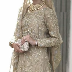 Lehenga-Vestido largo de novia elegante e impresionante, con cuentas de cristal embellecedoras, trabajo de piedra para boda = 2021 - Product Image 4