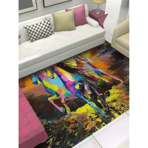 Alfombra Estampada con Pintura de Caballo Corriendo - Alfombra Decorativa Única para Amantes de los Caballos, Alfombra Suave No Tejida - Product Image 5