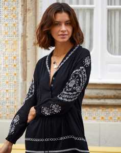 Mini robe à épaules dénudées pour femmes broderie ukrainienne nouvelle Collection de Noël impression numérique Logo naturel dos gland - Product Image 3