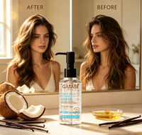 Minyak Rambut Organik Vegan Kelapa Vanila Melembapkan & Menambah Volume Bebas Sulfat Bebas Paraben untuk Rambut Kering Rusak