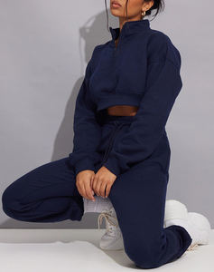 Sudadera con capucha al por mayor para correr, Conjunto personalizado de 2 piezas de algodón, nuevo diseño para mujer, ropa de entrenamiento femenina, trajes para correr - Product Image 3