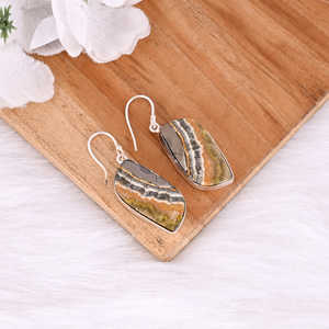 Bumble <b>Bee</b> Jasper Oval Gemstone Brass <b>Silver</b> Plated <b>Earring</b> Handmade Charm Jewelry Bohemian <b>Earring</b> Wholesale <b>Earrings</b> Jewelry - Product Image 5