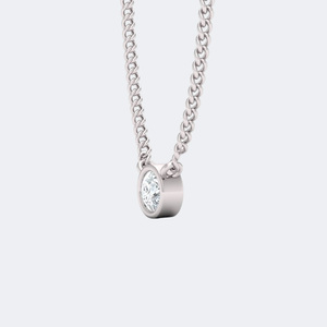 Collar solitario con bisel brillante redondo, estilo diamante, colgante minimalista, joyería para uso diario, regalo elegante, estilo moderno. - Product Image 1