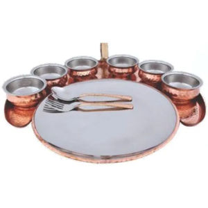 High In Demand Superior Quality Metal Made Hammered Texture Copper Antique Finished Luxury Bowls And <b>Tray</b> From Indian Supplier - Product Image 4