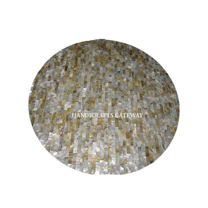 <b>White</b> <b>Marble</b> Inlay <b>Dining</b> <b>Table</b> Top <b>Round</b> Shape Blue Color Flower Design Good Finishing For Hotel And Home Decoration Purpose - Product Image 2