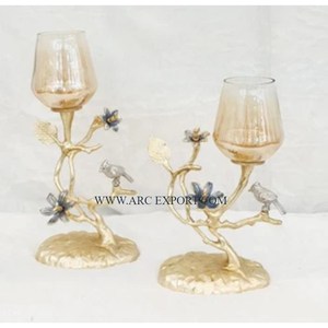 Bougeoir Vintage en Aluminium Verre Transparent pour Décoration de Table, Décoration de Maison de Luxe, avec Base en Marbre, Grande Taille, Bougeoir - Product Image 4