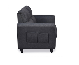 BARNWAL SONS Oliver Sofá de tela marrón carbón de 2 plazas con bolsillo lateral Diseño moderno ecológico para sala de estar DE LA India - Product Image 2