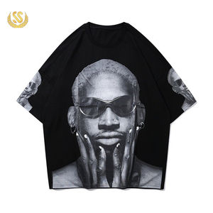 Camiseta extragrande de peso pesado con estampado gráfico y logotipo personalizado para hombre, cuello redondo de algodón 100% de fabricantes de ropa - Product Image 1