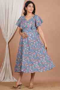 Wholesale Nursing Clothing Pregnancy Maternity Postpartum <b>Dress</b> With <b>Breastfeeding</b> Wear Clothes Cotton Nursing <b>Dress</b> Robe - Product Image 5