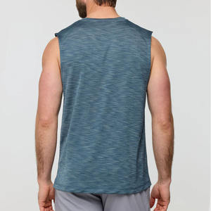 เสื้อกล้ามออกกำลังกายผู้ชายแบบสปอร์ตฟิตเนส ผลิตตามสั่ง ผ้าโพลีเอสเตอร์ สำหรับเล่นกีฬาในยิม - Product Image 4