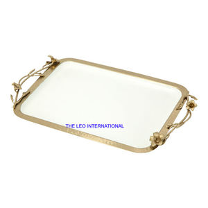 Plateau rond en bois de couleur marron, finition créative sous glaçure, vaisselle et assiettes de luxe, fabrication artisanale, excellente qualité - Product Image 2