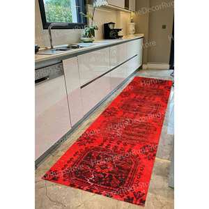 Alfombra Estampada de Diseño Marroquí - Alfombra de Terciopelo de Lujo Personalizada para Pasillo, Estilo Tribal Navajo Rojo para Guardería - Product Image 4