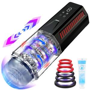 3D Realistic Vagina Stroker Mãos Livres Masturbando Dual Shock Vibração Empurrando Rotating Máquina Elétrica Masturbador para Homens - Product Image 1