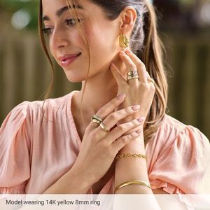 แหวนทรงโดมชุบทอง 14K รุ่น Stuller 50199:100004P สำหรับใส่ทุกวัน ลายเรขาคณิตทรงวงรี ชุบไมครอน เวอร์เมล โรเดียม ประดับเพชร - Product Image 4