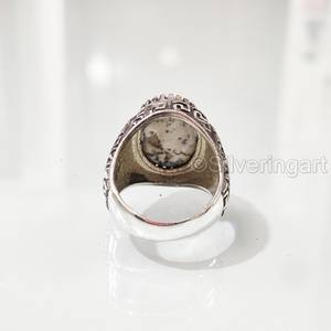 Nueva llegada Anillo para hombre Piedra preciosa de ópalo dendrítico natural Anillo de piedra natal de Octubre Joyería de Navidad árabe Anillo de plata esterlina 925 - Product Image 6