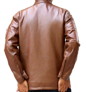 Fabricante y exportador de accesorios de moda de chaqueta de cuero marrón liso - Product Image 6