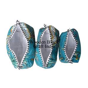 Petite trousse de maquillage vintage matelassée à imprimé jungle, écologique, fermeture éclair, pour pochette lavable, 3 pièces, organiseur de cosmétiques - Product Image 5