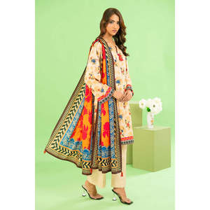 Conjunto de Traje de Lino y Algodón Estampado de 3 Piezas para Mujer con Dupatta WNS-52046 - Product Image 5