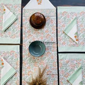 Hand Block Printed Placemat & Napkin - Buy Custom Printed Placemats,Hand Painted Table Cloth,Stock Hand Block <b>Place</b> <b>Mat</b> Napkin - Product Image 6