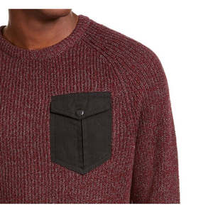 Maglione Girocollo da Uomo American Rag con Tasca, Colore Vino, Taglia Grande - 100% Cotone Cashmere con Stampa Intarsia Termica per Autunno Inverno - Product Image 3