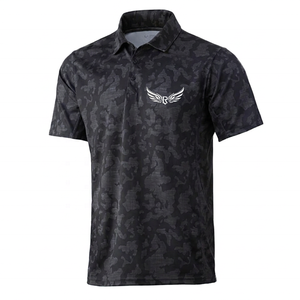 Men's <b>Blue</b> Camouflage <b>Polo</b> <b>Shirt</b> Short Sleeve Quick Dry Knitted Polyester Casual With Front Logo Print - Product Image 2