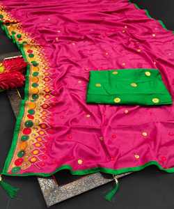 Ropa de fiesta, ropa informal, Sari bordado con pieza de blusa, ropa de mujer india, Sari a bajo precio, venta al por mayor, Surat Alphanumero - Product Image 5