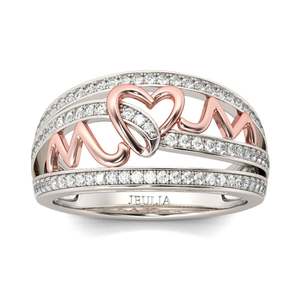 แหวนเงินแท้สเตอร์ลิง Jeulia รุ่น Mom's Heartbeat Cluster ชุบทอง สำหรับวันครบรอบ - Product Image 1