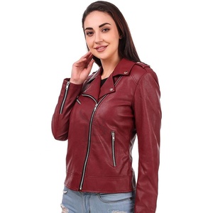 Nueva llegada Precio bajo 2025 Chaquetas de cuero para damas Moda Personalizada Chaquetas de cuero genuino en cantidad a granel Servicio OEM - Product Image 4